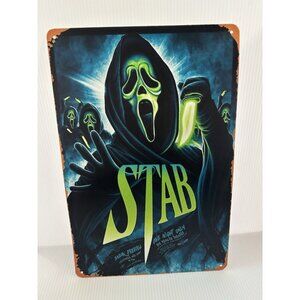 Scream Ghostface Tin Sign 12x8" Stab Horror Movie Wall Decor Halloween NEW